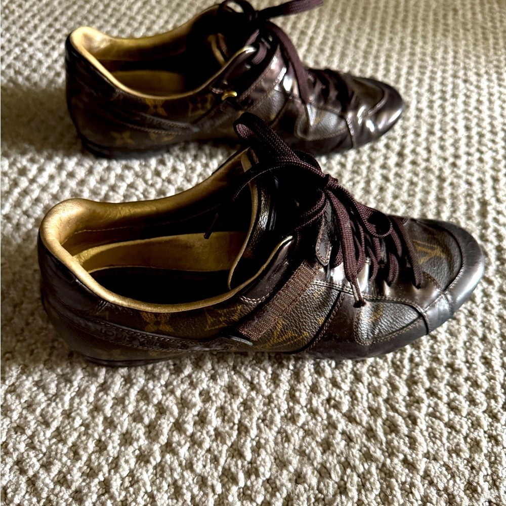 Louis Vuitton Sneakers Monogram Canvas Brown Women Size 37.5 used.